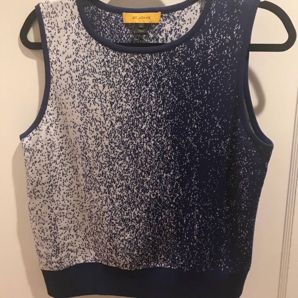 St. John sleeveless top in gradient blue-white